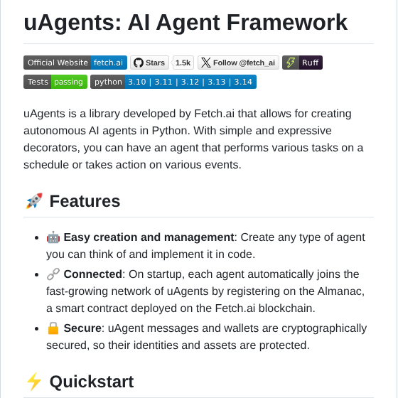 Fetchai Uagents screenshot