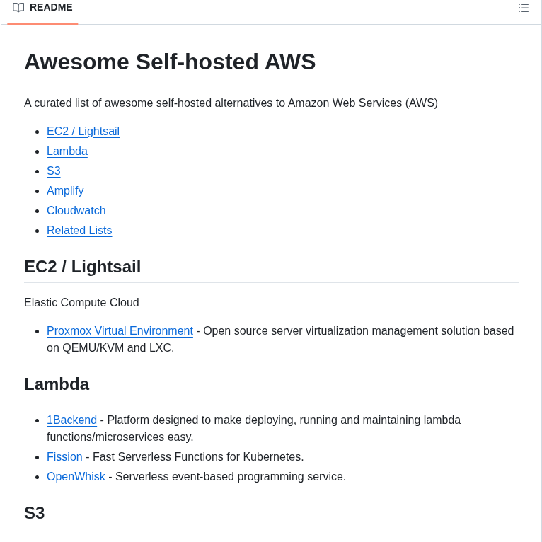 Fffaraz Awesome Selfhosted Aws screenshot