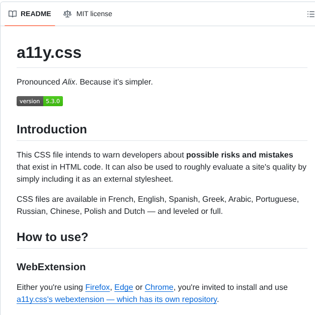 Ffoodd A11y.css screenshot