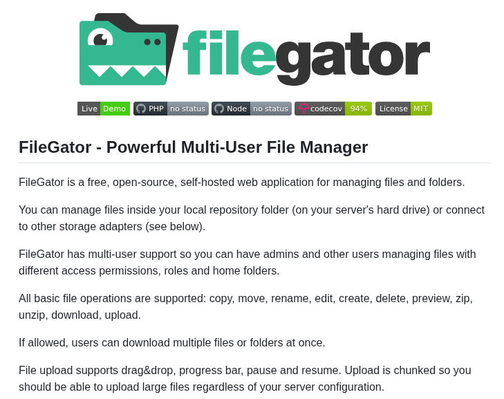 Filegator Filegator screenshot