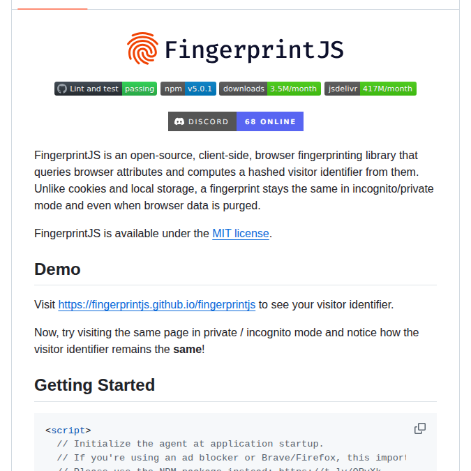 Fingerprintjs Fingerprintjs screenshot
