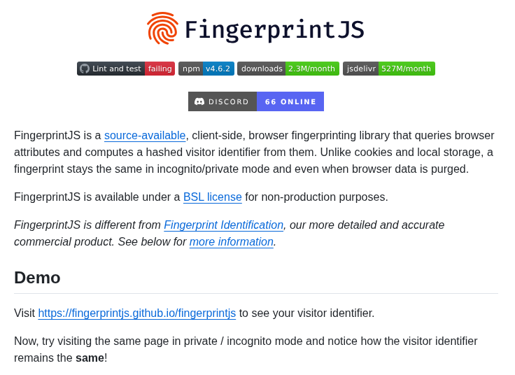 Fingerprintjs Fingerprintjs screenshot