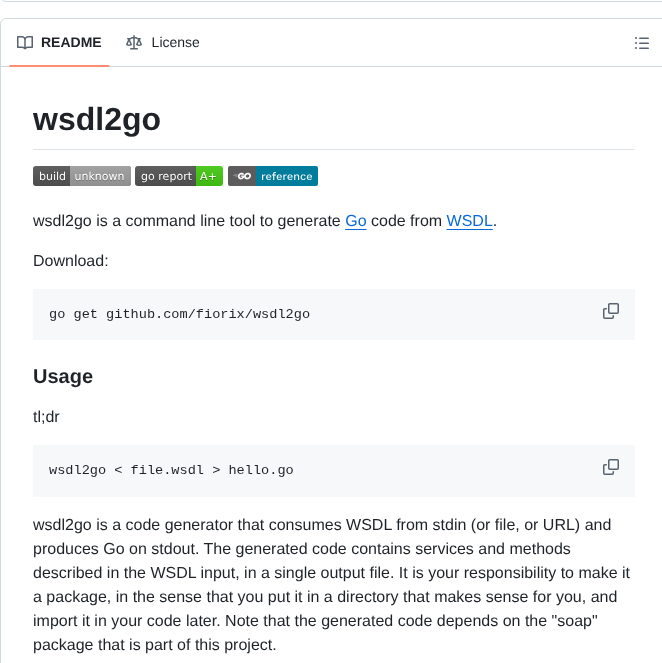 Fiorix Wsdl2go screenshot