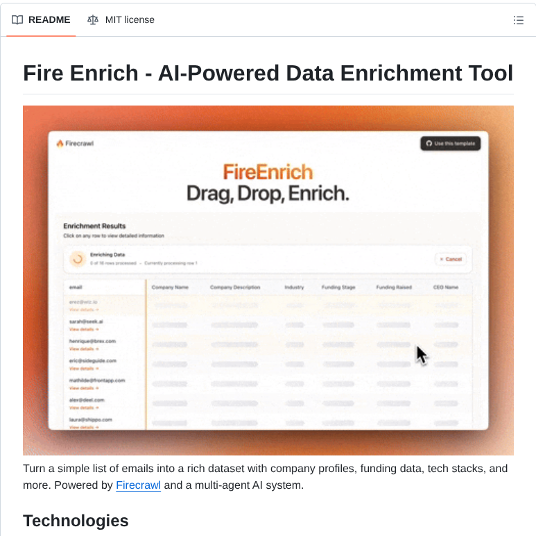 Firecrawl Fire Enrich screenshot