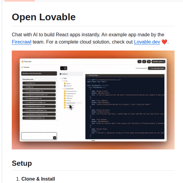 Firecrawl Open Lovable screenshot
