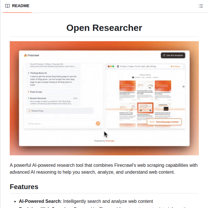 Firecrawl Open Researcher screenshot