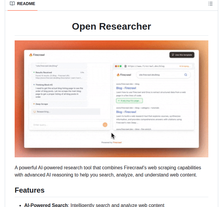 Firecrawl Open Researcher screenshot