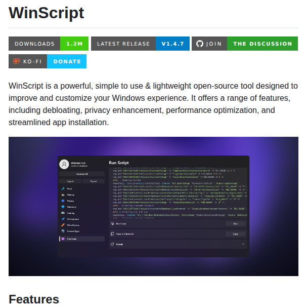 Flick9000 Winscript screenshot