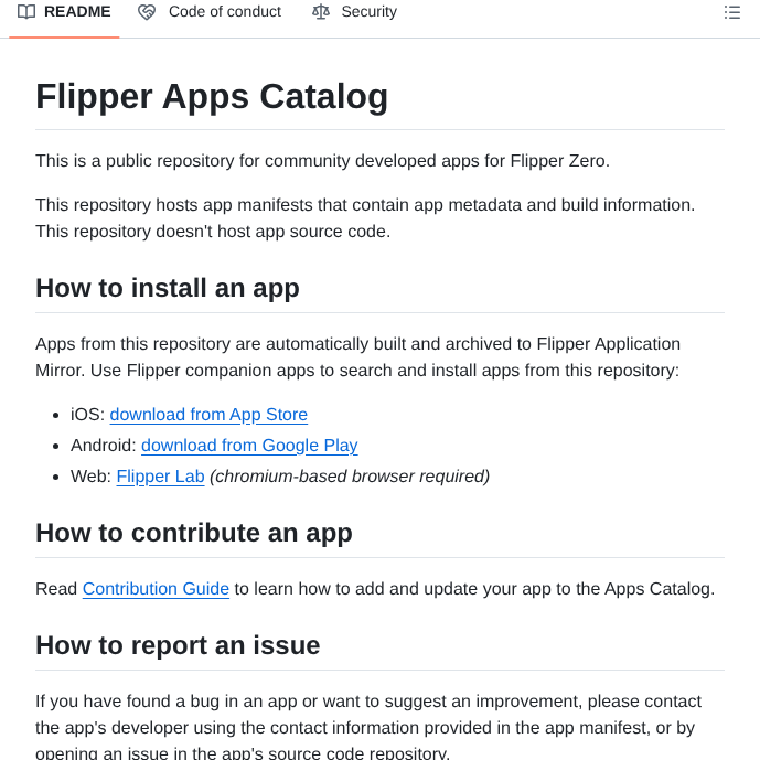 Flipperdevices Flipper Application Catalog screenshot
