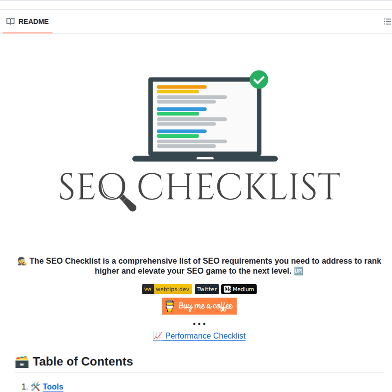 Flowforfrank Seo Checklist screenshot