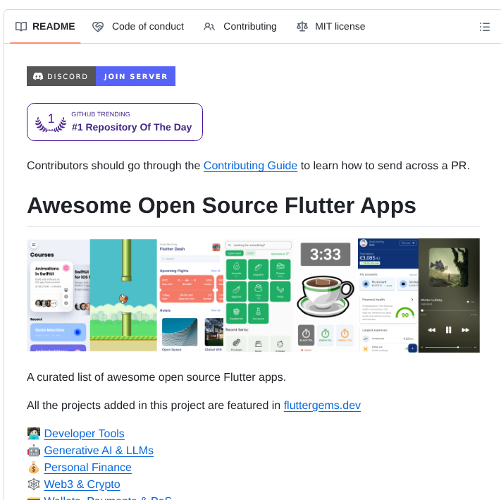 Fluttergems Awesome Open Source Flutter Apps screenshot