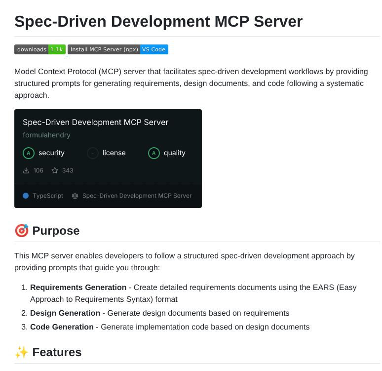 Formulahendry Mcp Server Spec Driven Development screenshot