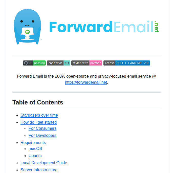 Forwardemail Forwardemail.net screenshot