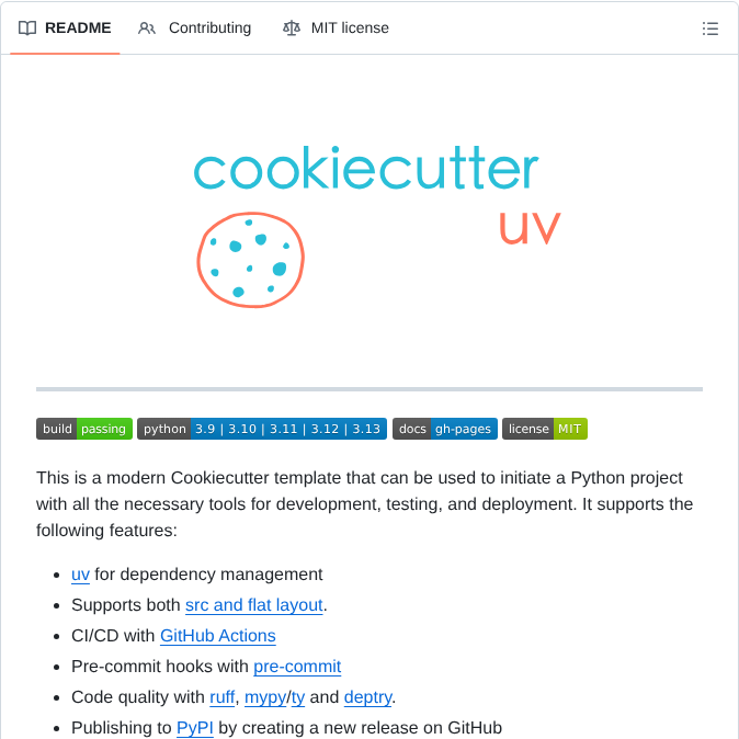 Fpgmaas Cookiecutter Uv screenshot