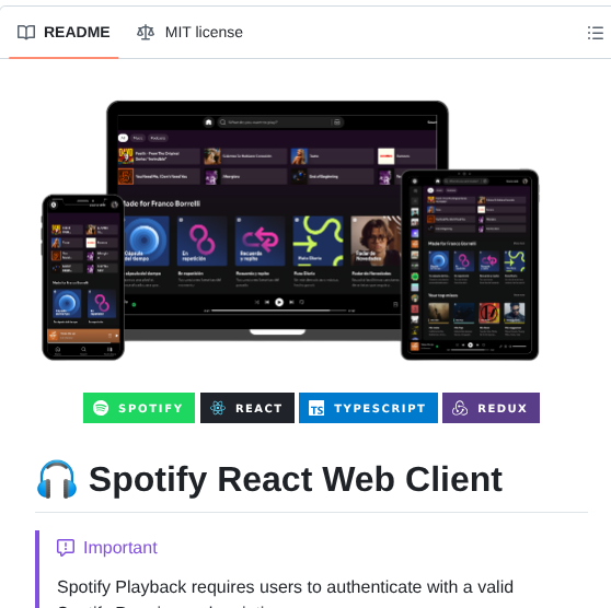 Francoborrelli Spotify React Web Client screenshot