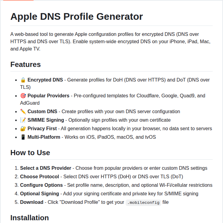 Fransallen Dns Profile Generator screenshot