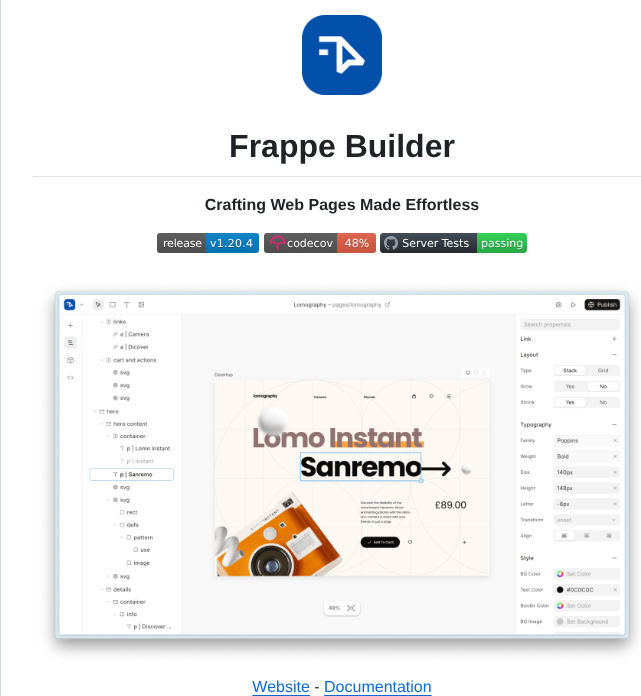 Frappe Builder screenshot