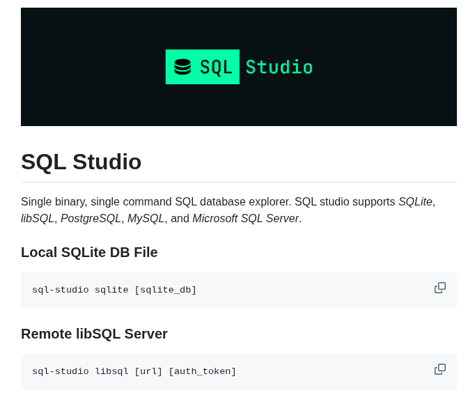 Frectonz Sql Studio screenshot