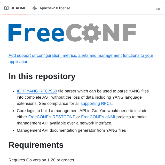 Freeconf Yang screenshot