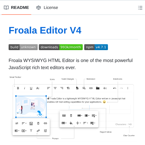 Froala Wysiwyg Editor screenshot