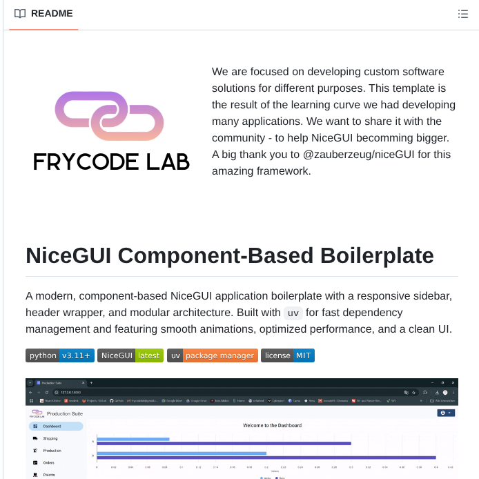 Frycodelab Nicegui Component Based screenshot