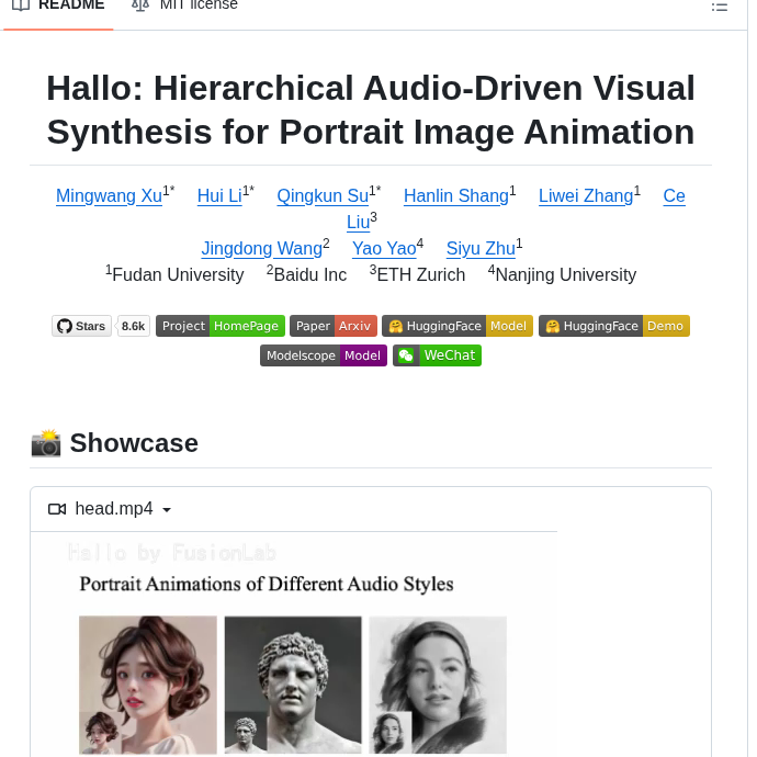 Fudan Generative Vision Hallo screenshot