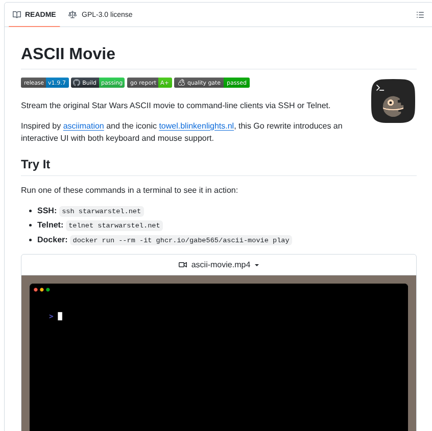 Gabe565 Ascii Movie screenshot