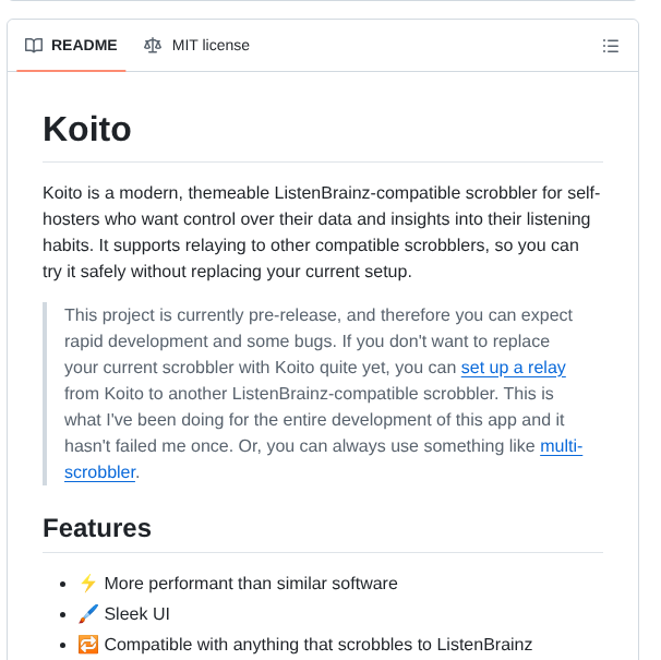 Gabehf Koito screenshot