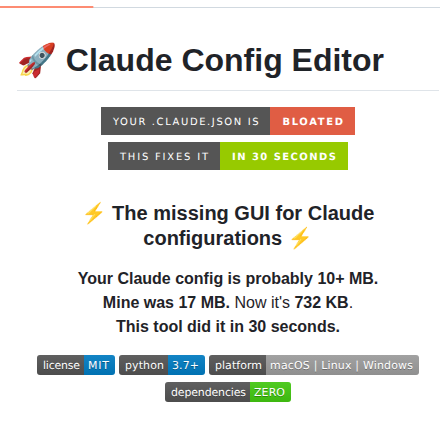 Gagarinyury Claude Config Editor screenshot