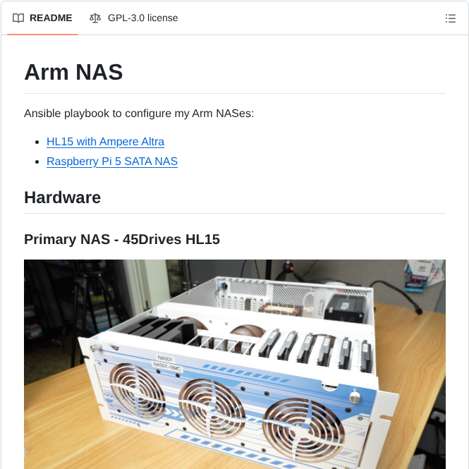 Geerlingguy Arm Nas screenshot