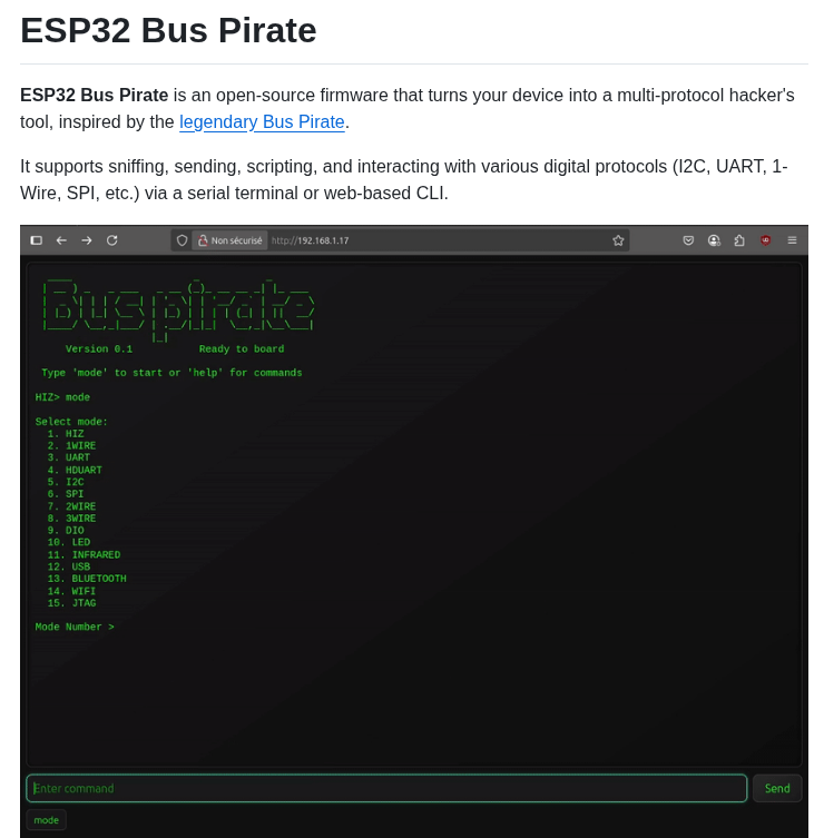 Geo Tp Esp32 Bus Pirate screenshot