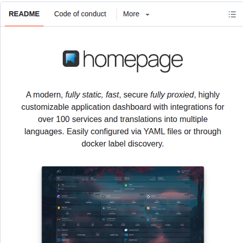 Gethomepage Homepage screenshot