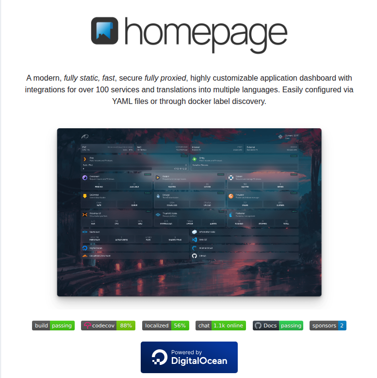 Gethomepage Homepage screenshot