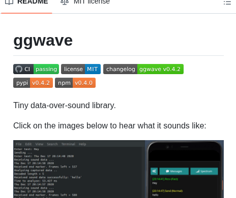 Ggerganov Ggwave screenshot