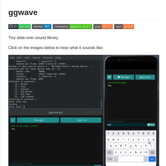 Ggerganov Ggwave screenshot
