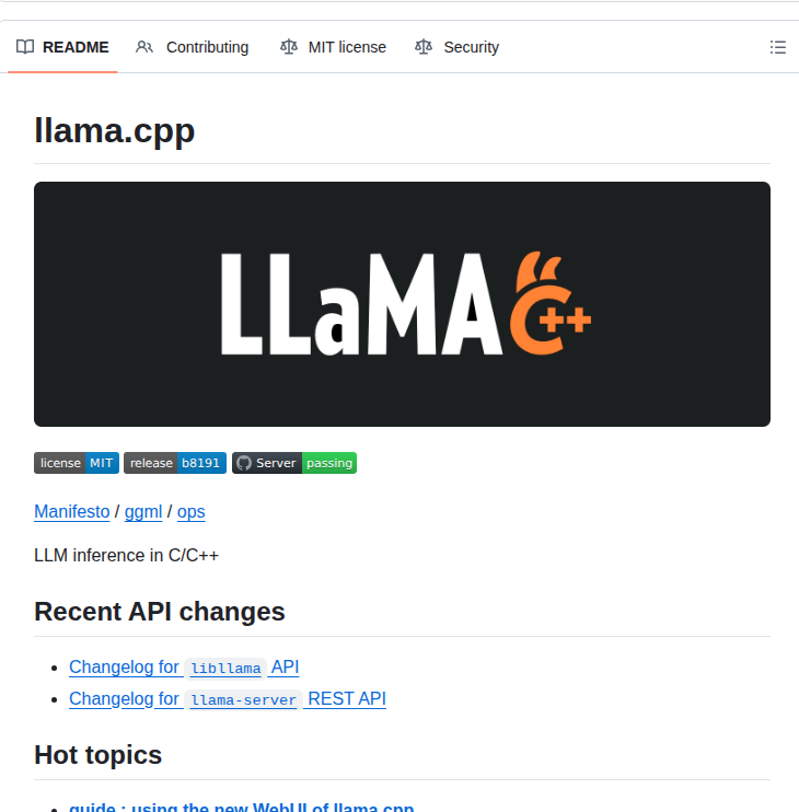 Ggml Org Llama.cpp screenshot