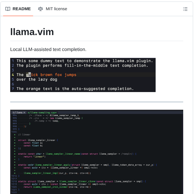 Ggml Org Llama.vim screenshot
