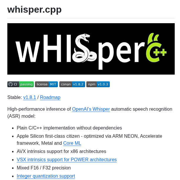 Ggml Org Whisper.cpp screenshot