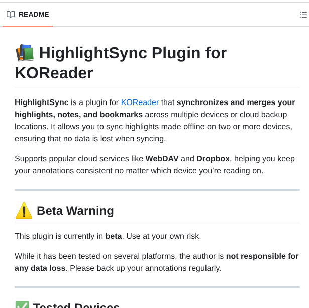 Gitalexcampos Koreader Highlight Sync screenshot