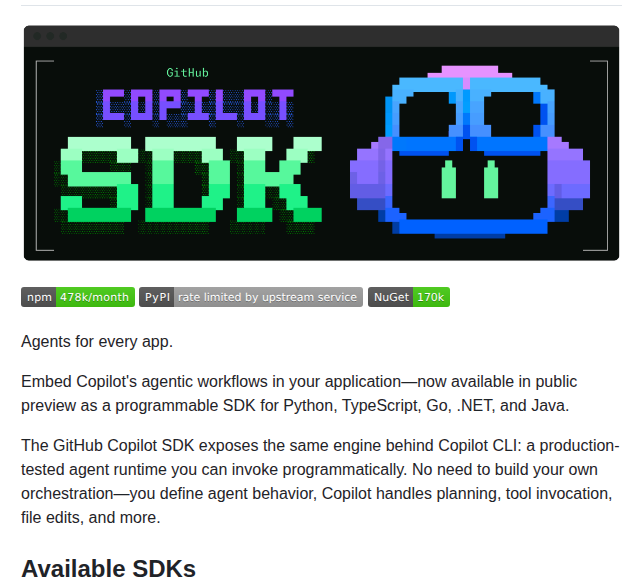 Github Copilot Sdk screenshot