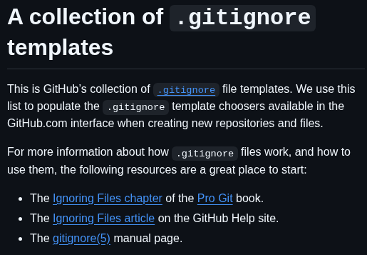 Github Gitignore screenshot