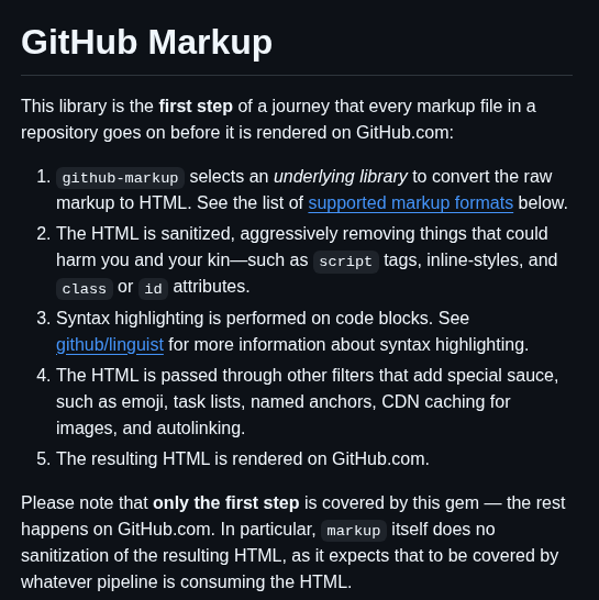 Github Markup screenshot