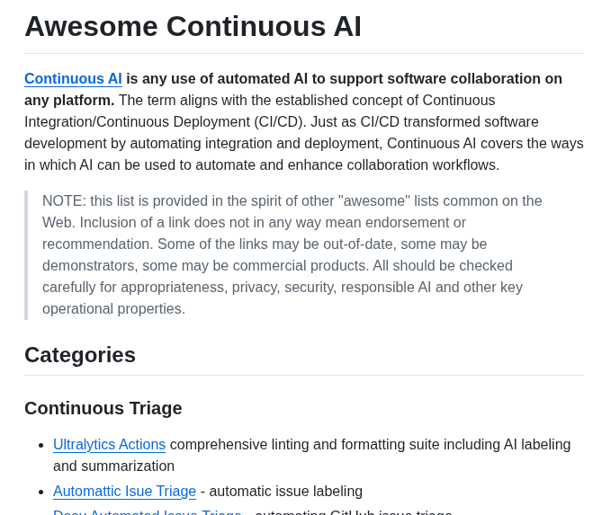 Githubnext Awesome Continuous Ai screenshot
