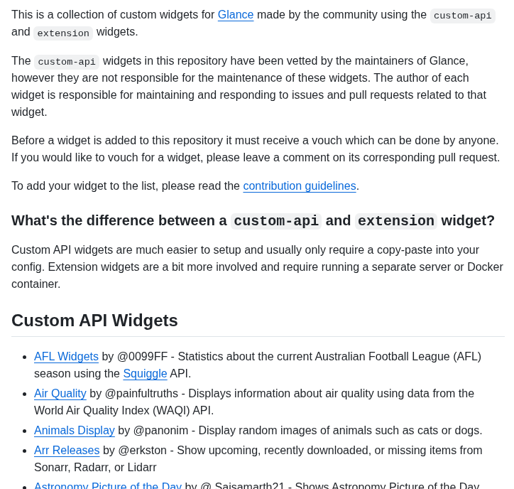 Glanceapp Community Widgets screenshot