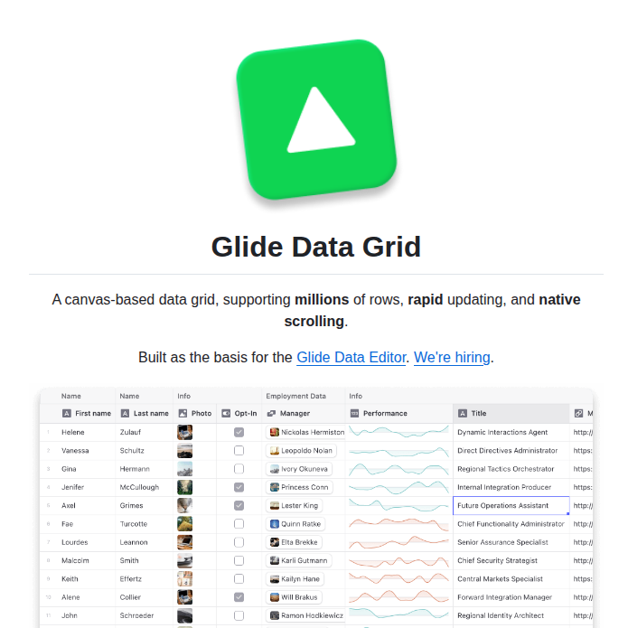 Glideapps Glide Data Grid screenshot