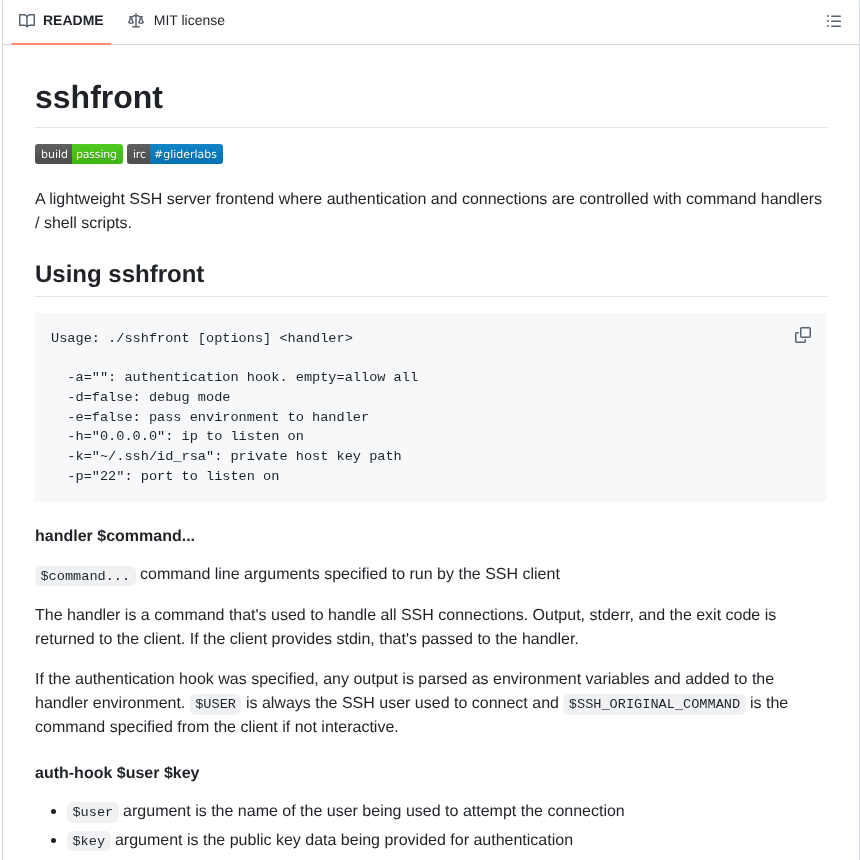 Gliderlabs Sshfront screenshot