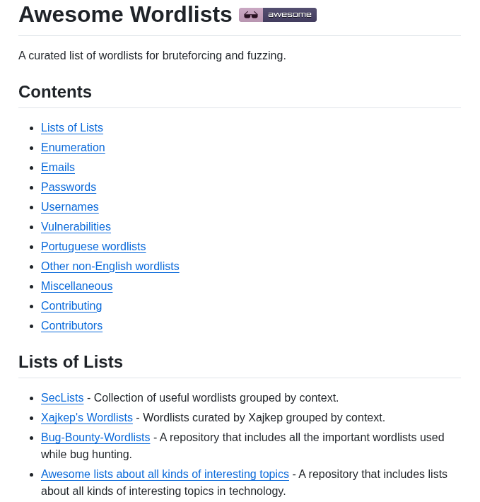 Gmelodie Awesome Wordlists screenshot