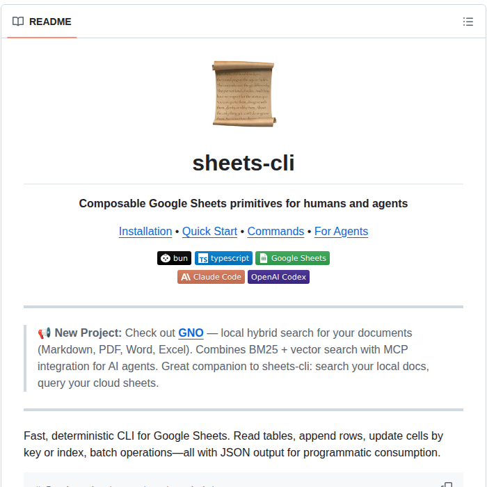 Gmickel Sheets Cli screenshot