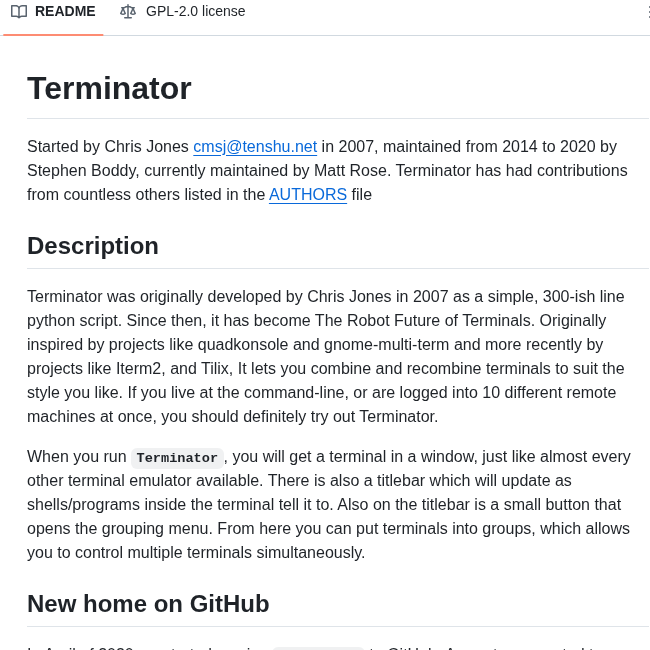 Gnome Terminator Terminator screenshot