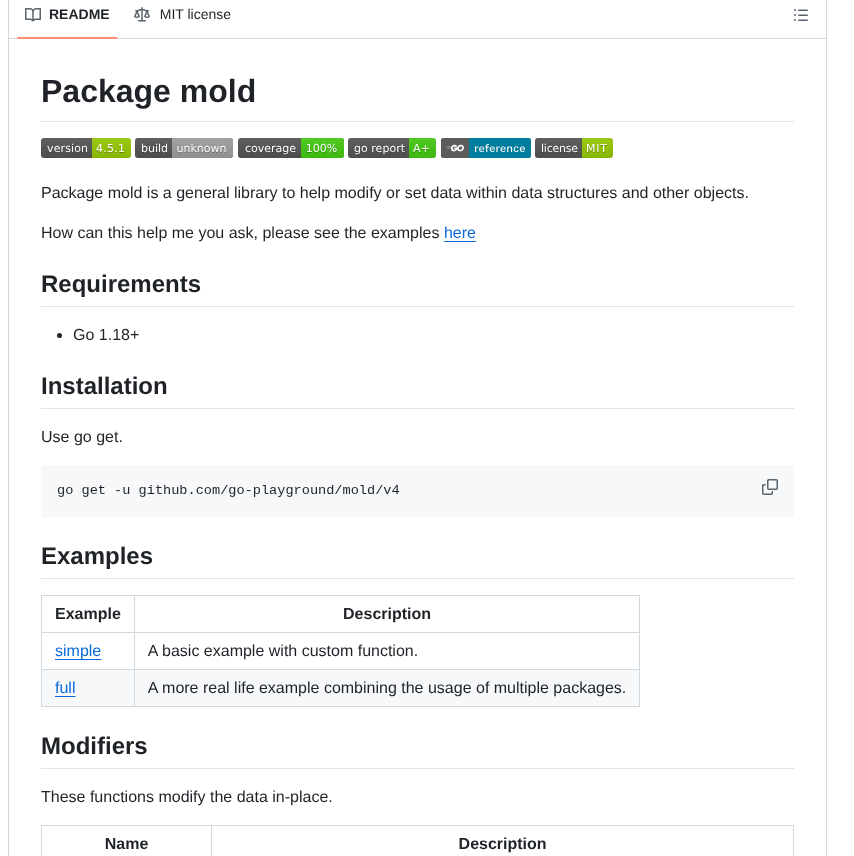 Go Playground Mold screenshot